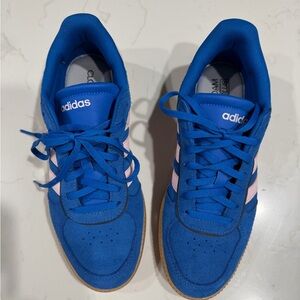 Adidas Royal Blue Sneakers with Pink Stripes